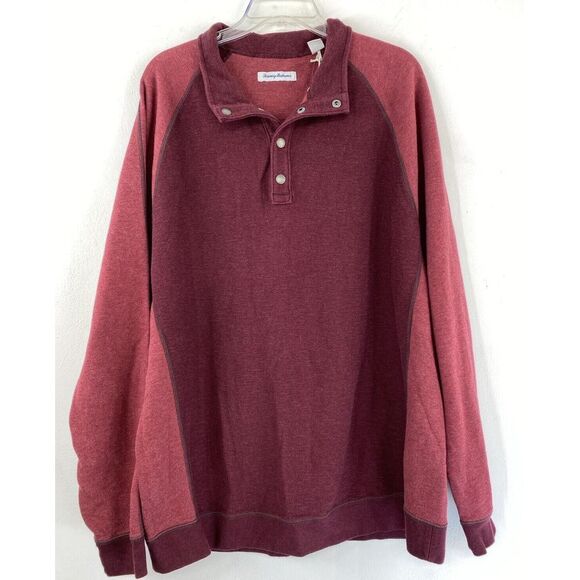 Tommy Bahama Snap Sweatshirt Men's 2XL Pullover Sport Scrimmage Maroon Berry NWT